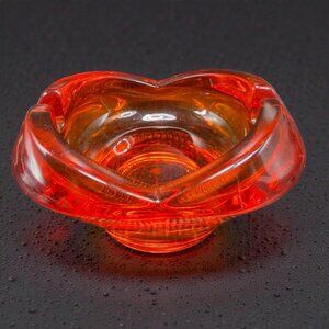 Vintage 1970s Viking Tulip Ashtray in Persimmon Orange Dish 3inch Container Tray